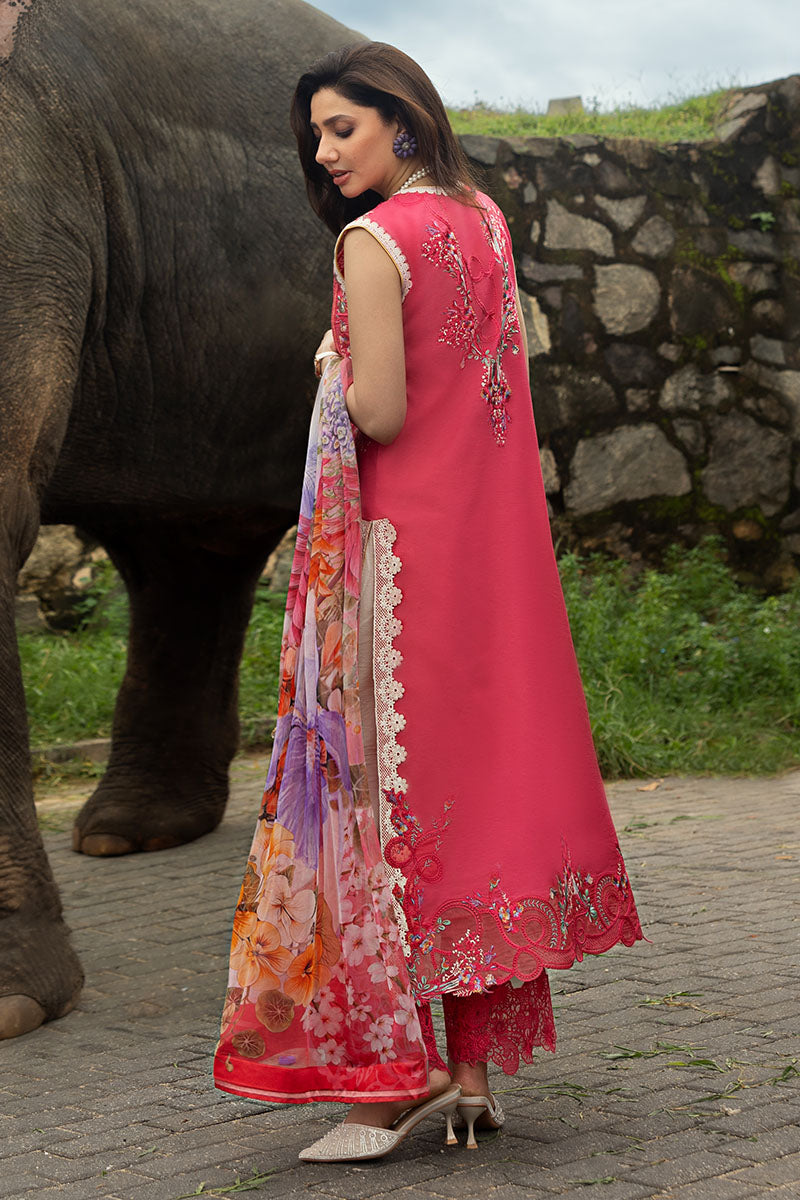 Mushq | Manaram Luxury Lawn 25 | Eternal Radiance S Coral Pink Lawn