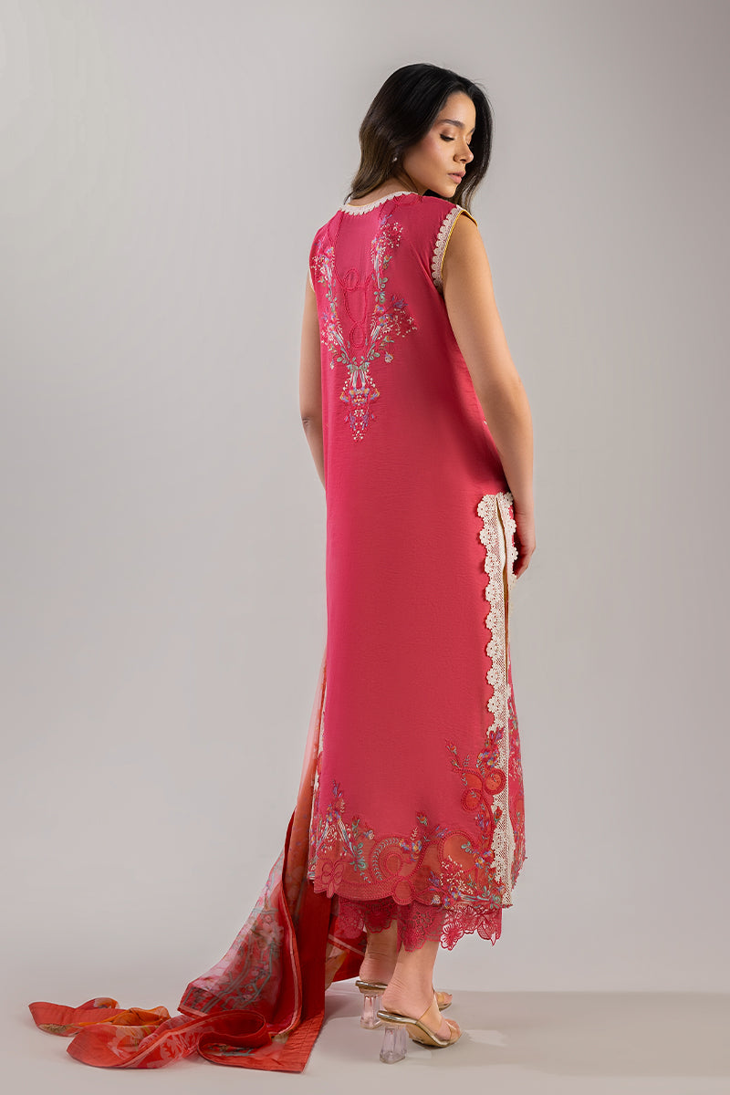 Mushq | Manaram Luxury Lawn 25 | Eternal Radiance L Coral Pink Lawn