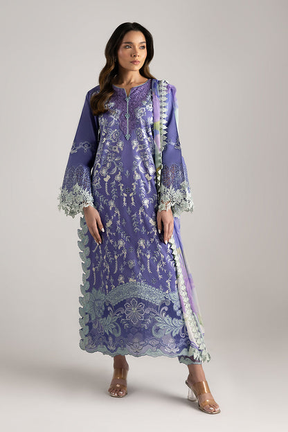 Mushq | Manaram Luxury Lawn 25 | Luminous Essence Custom Size Smoke Blue Lawn
