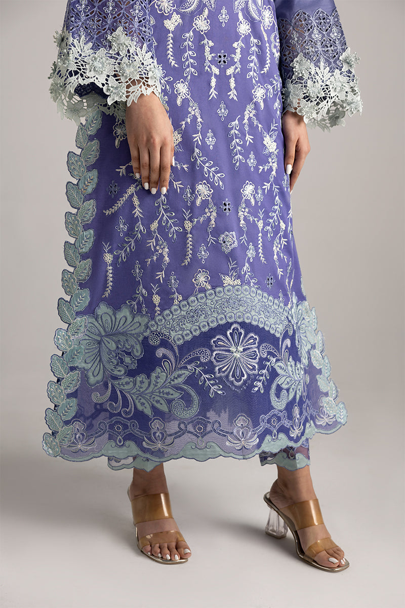 Mushq | Manaram Luxury Lawn 25 | Luminous Essence L Smoke Blue Lawn