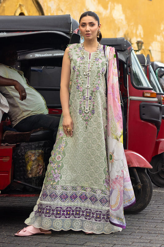 Mushq | Manaram Luxury Lawn 25 | Beaming Drift XS Mint Lawn