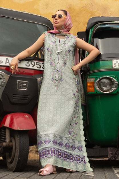 Mushq | Manaram Luxury Lawn 25 | Beaming Drift L Mint Lawn