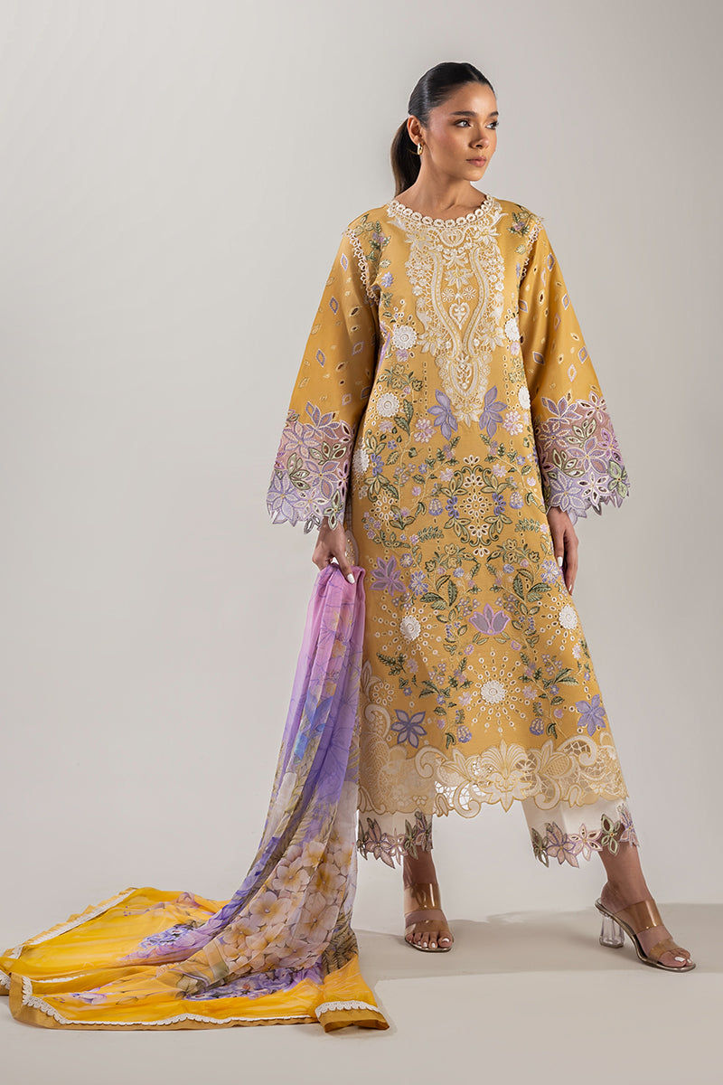 Mushq | Manaram Luxury Lawn 25 | Gold Glow Custom Size Gold Lawn