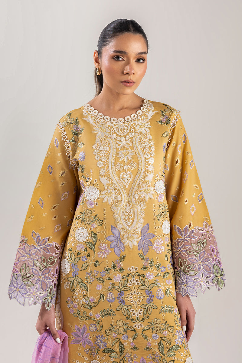Mushq | Manaram Luxury Lawn 25 | Gold Glow L Gold Lawn