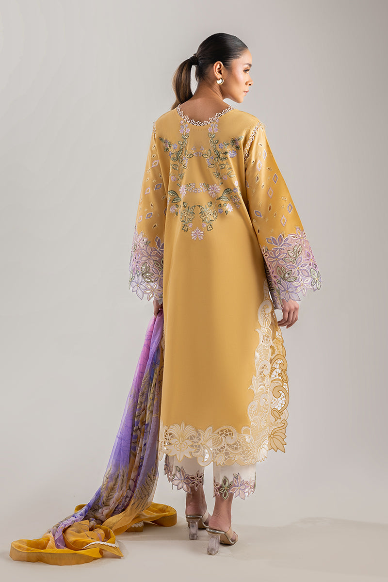 Mushq | Manaram Luxury Lawn 25 | Gold Glow S Gold Lawn