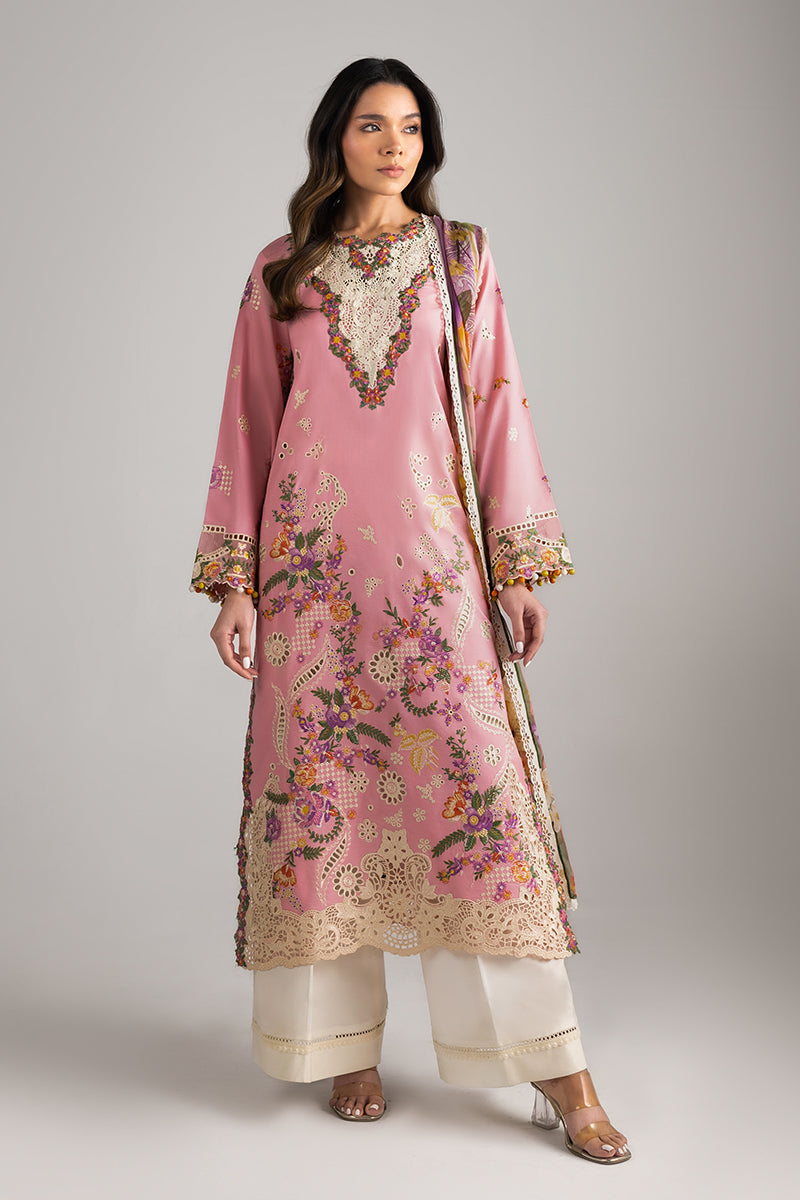 Mushq | Manaram Luxury Lawn 25 | Twinkling Tempos L Light Pink Lawn