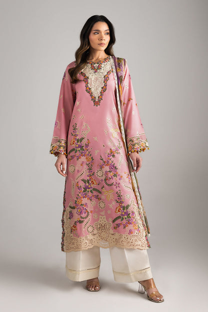 Mushq | Manaram Luxury Lawn 25 | Twinkling Tempos L Light Pink Lawn