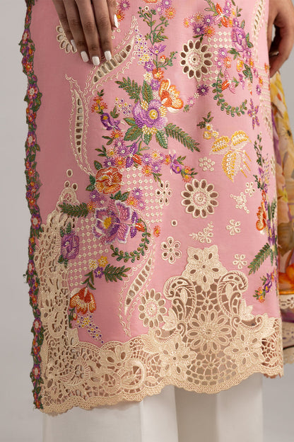Mushq | Manaram Luxury Lawn 25 | Twinkling Tempos XL Light Pink Lawn