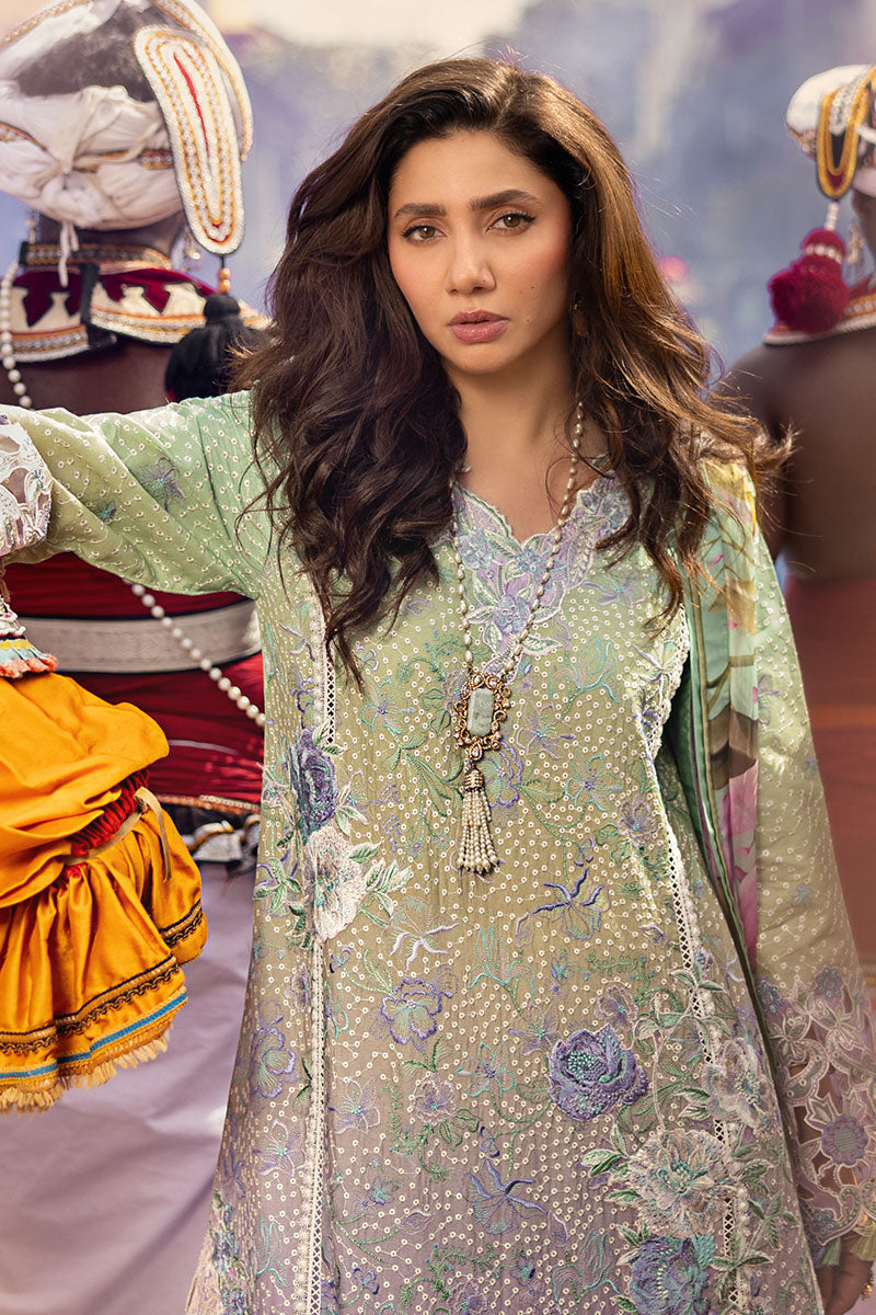 Mushq | Manaram Luxury Lawn 25 | Glittering Grace S Mint Lawn