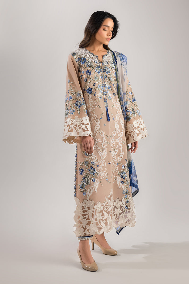 Mushq | Manaram Luxury Lawn 25 | Glistening Groove L Coffee Lawn