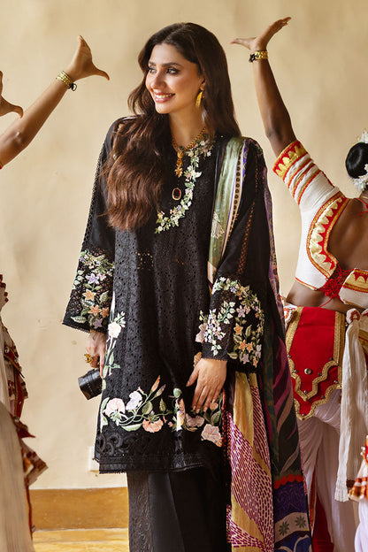 Mushq | Manaram Luxury Lawn 25 | Dazzling Glimmer M Black Lawn