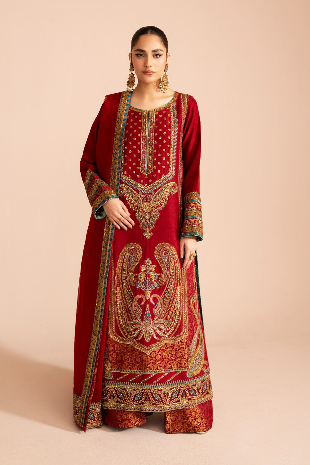 Maryum N Maria | Iris Formals | DILREET S Red Viscose Cotton