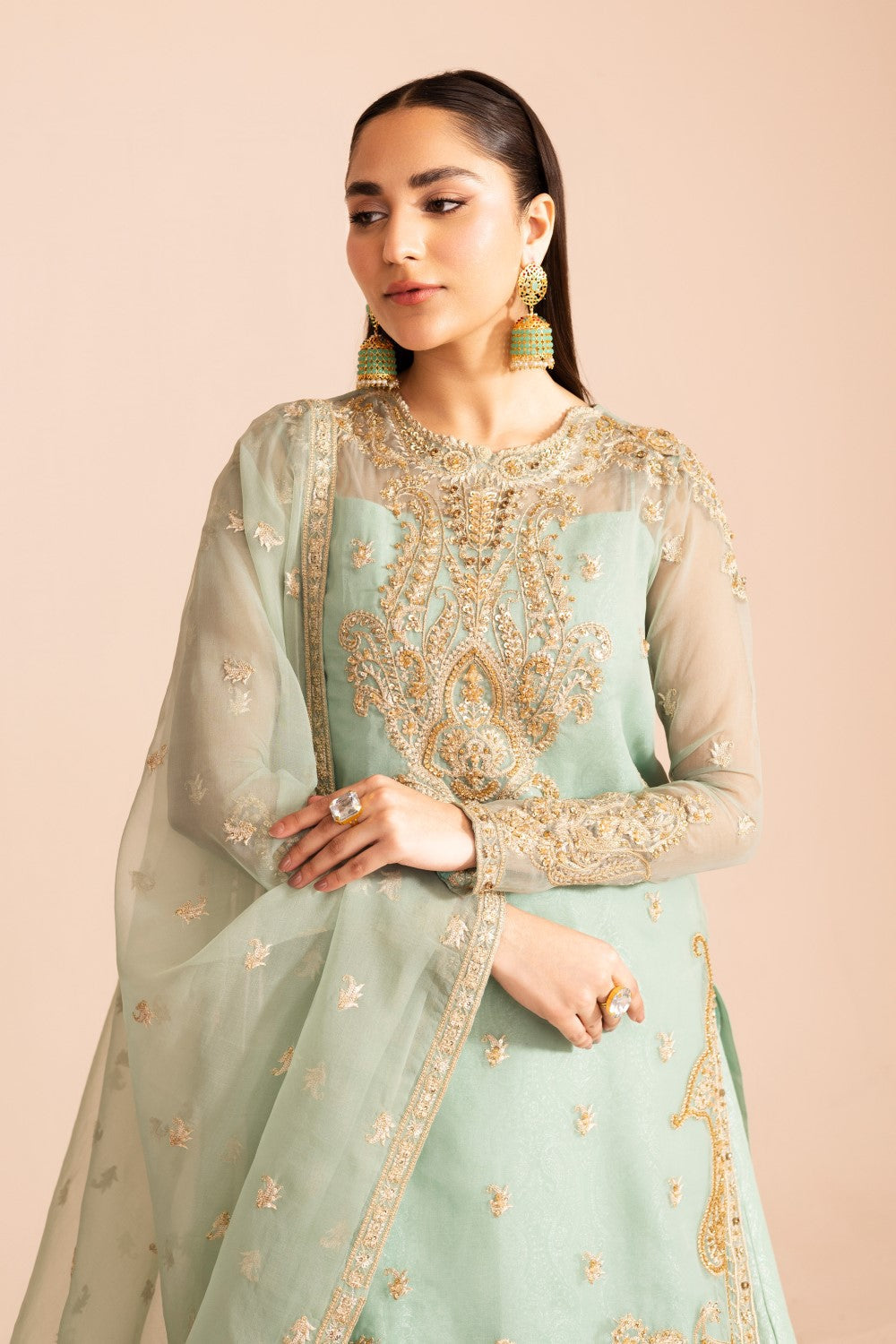 Maryum N Maria | Iris Formals | SIMRAN - MW40005 L Mint Green Organza