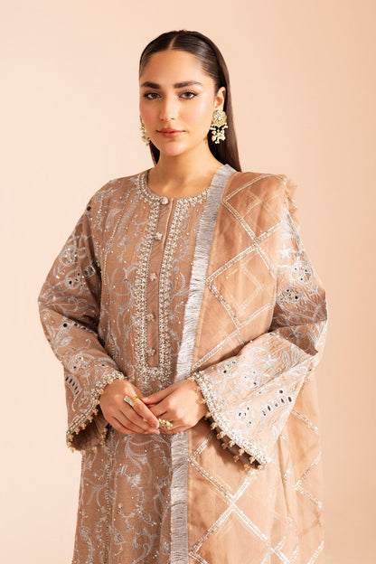 Maryum N Maria | Iris Formals | HUSNA - MW40004 L Pale Peach Viscose Cotton