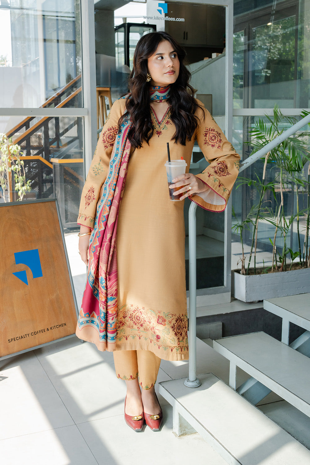 Maryum N Maria | Latte Layers Pret | TOFFEE TIDES - MWS5820 by Maryum N Maria - Designer Dress  - Type : Ladies Clothes - Available at Saira Sultan - 100% Original 