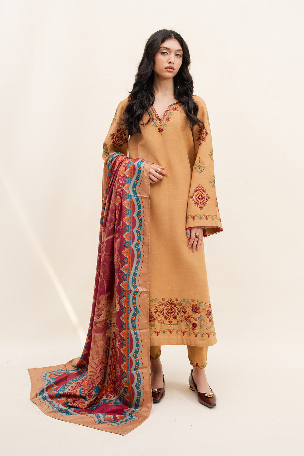 Maryum N Maria | Latte Layers Pret | TOFFEE TIDES - MWS5820 by Maryum N Maria - Designer Dress  - Type : Ladies Clothes - Available at Saira Sultan - 100% Original 