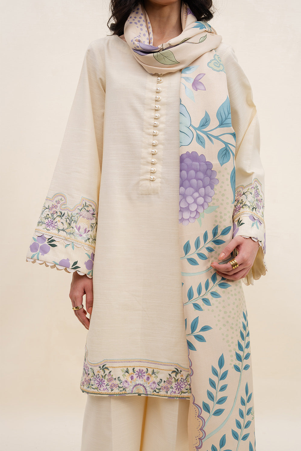 Maryum N Maria | Latte Layers Pret | OAT GLOW - MWS5824 by Maryum N Maria - Designer Dress  - Type : Ladies Clothes - Available at Saira Sultan - 100% Original 