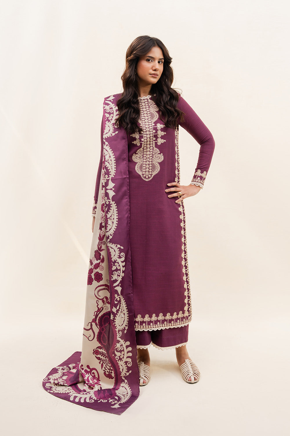 Maryum N Maria | Latte Layers Pret | CHAI CLOUD - MWS5825 by Maryum N Maria - Designer Dress  - Type : Ladies Clothes - Available at Saira Sultan - 100% Original 