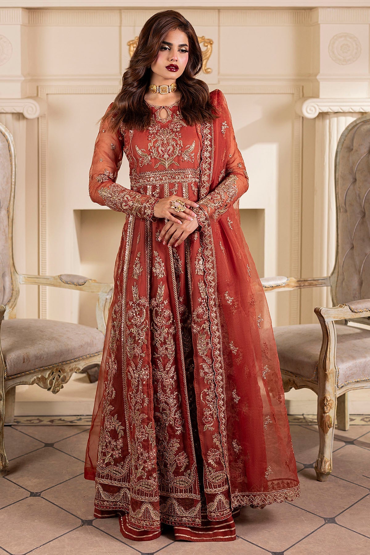 Motifz | Luxury Formal | 5139-BRANDY - Pakistani Designer Dress - by Motifz - Type : Ladies Clothes - 100% Original at Saira Sultan
