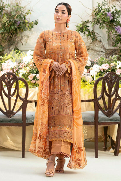 Motifz | Premium Lawn 25 | 5431-BLUEBEELL L Orange Lawn