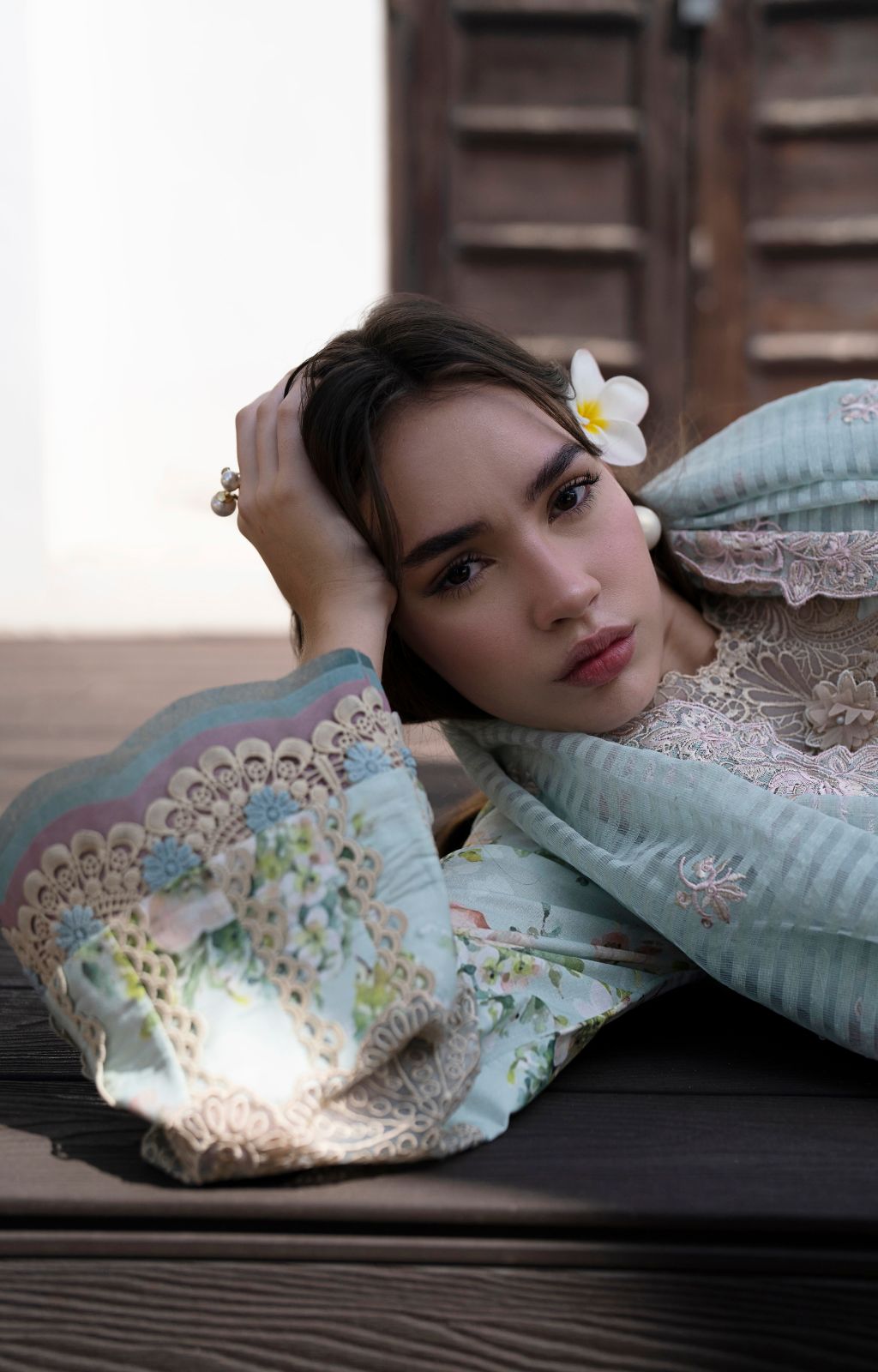 AJR Couture | Printakari Lawn 25 | Myrtle M Aqua Lawn