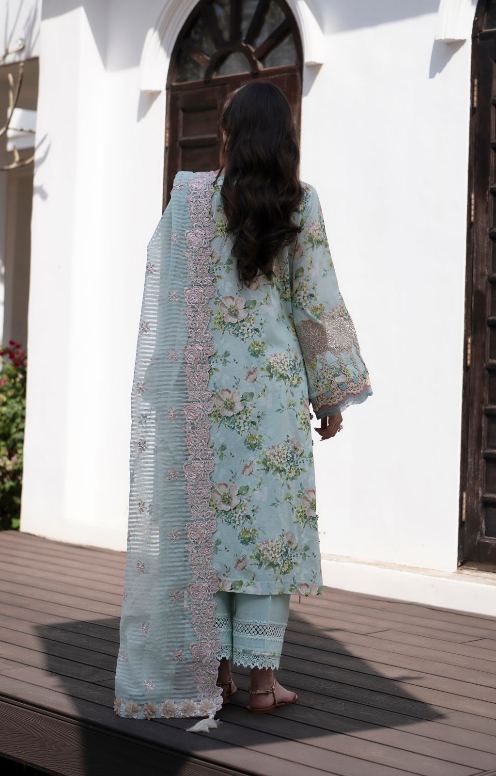 AJR Couture | Printakari Lawn 25 | Myrtle S Aqua Lawn