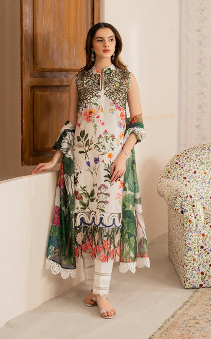 Asifa and Nabeel | Meraki Vintage 25 | Mahgul (MVL25-16) XS White Lawn