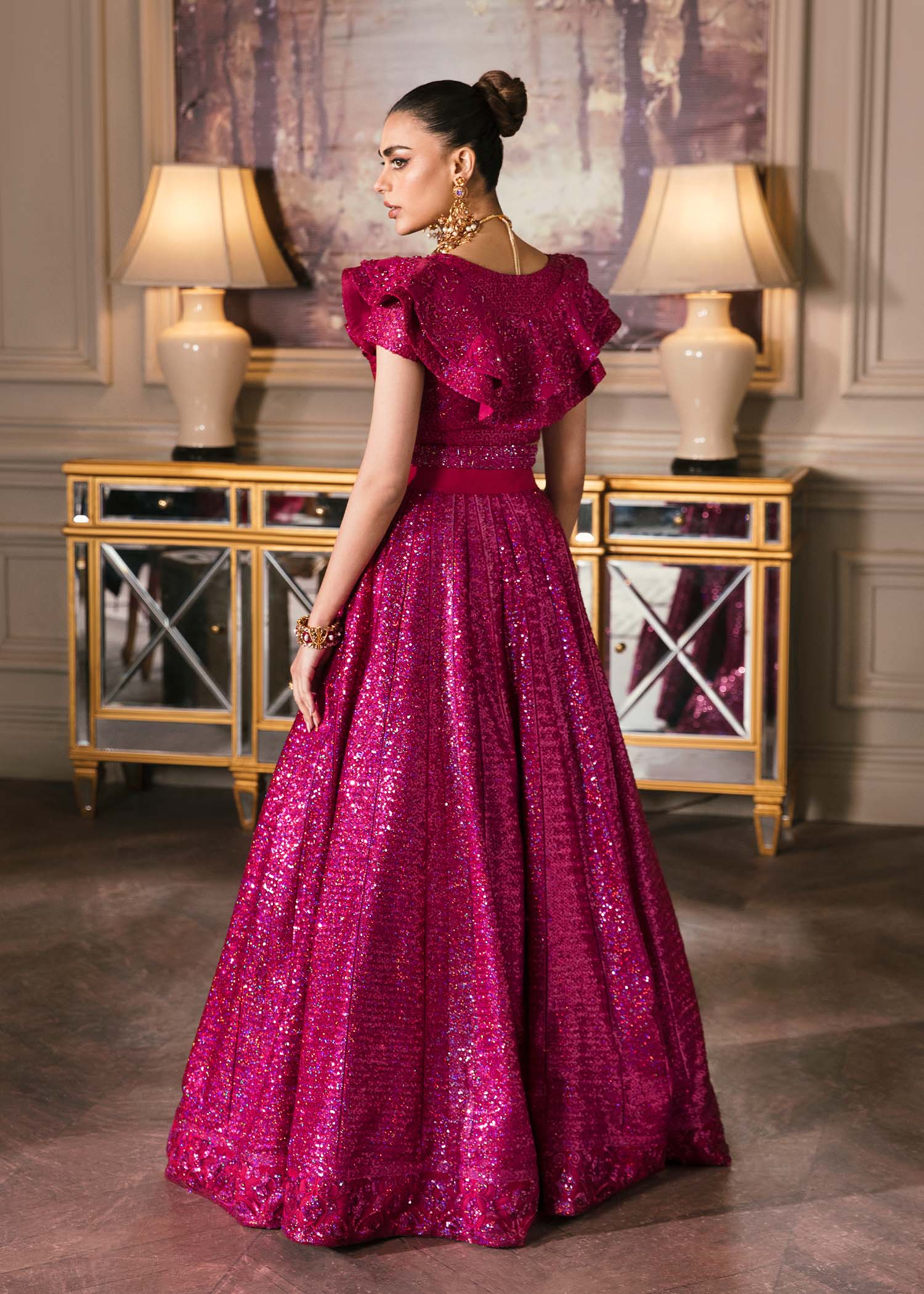 Waqas Shah | Malika - E - Elizabeth | FUCHSIA - Pakistani Designer Dress - by Waqas Shah | Type: Formal - 100% Original at Saira Sultan
