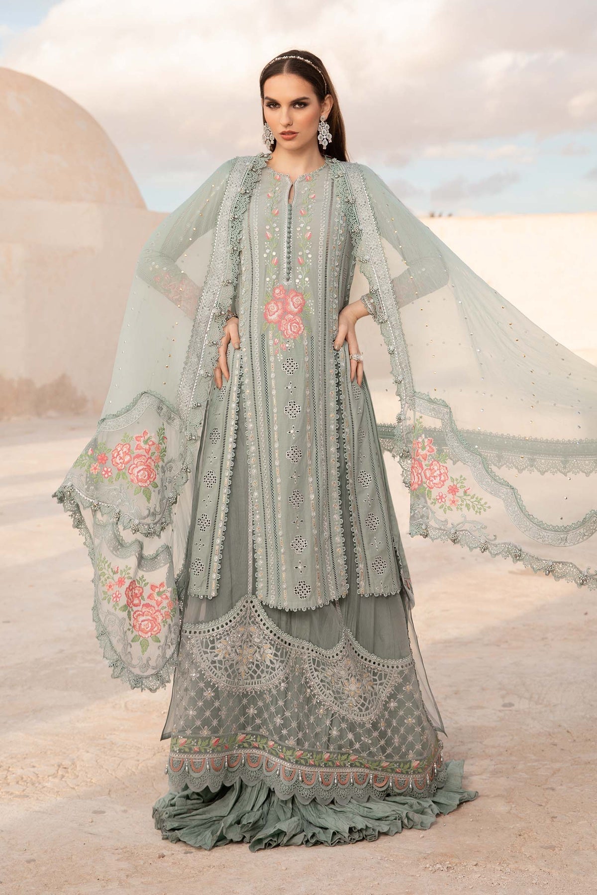 Maria B | Voyage a' Luxe Lawn | D-2412-B - Pakistani Designer Dress - by Maria B | Type: Luxury - 100% Original at Saira Sultan