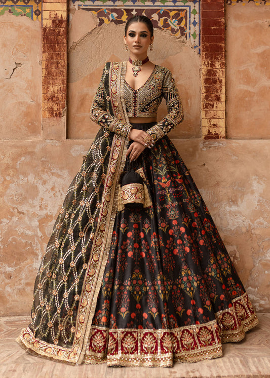 Maria Osama Khan | Khawabeedah Wedding Formals | Shab e posh XS Black Grip Silk