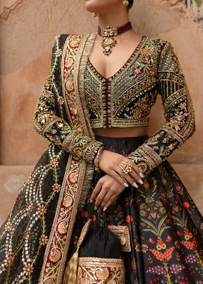 Maria Osama Khan | Khawabeedah Wedding Formals | Shab e posh L Black Grip Silk