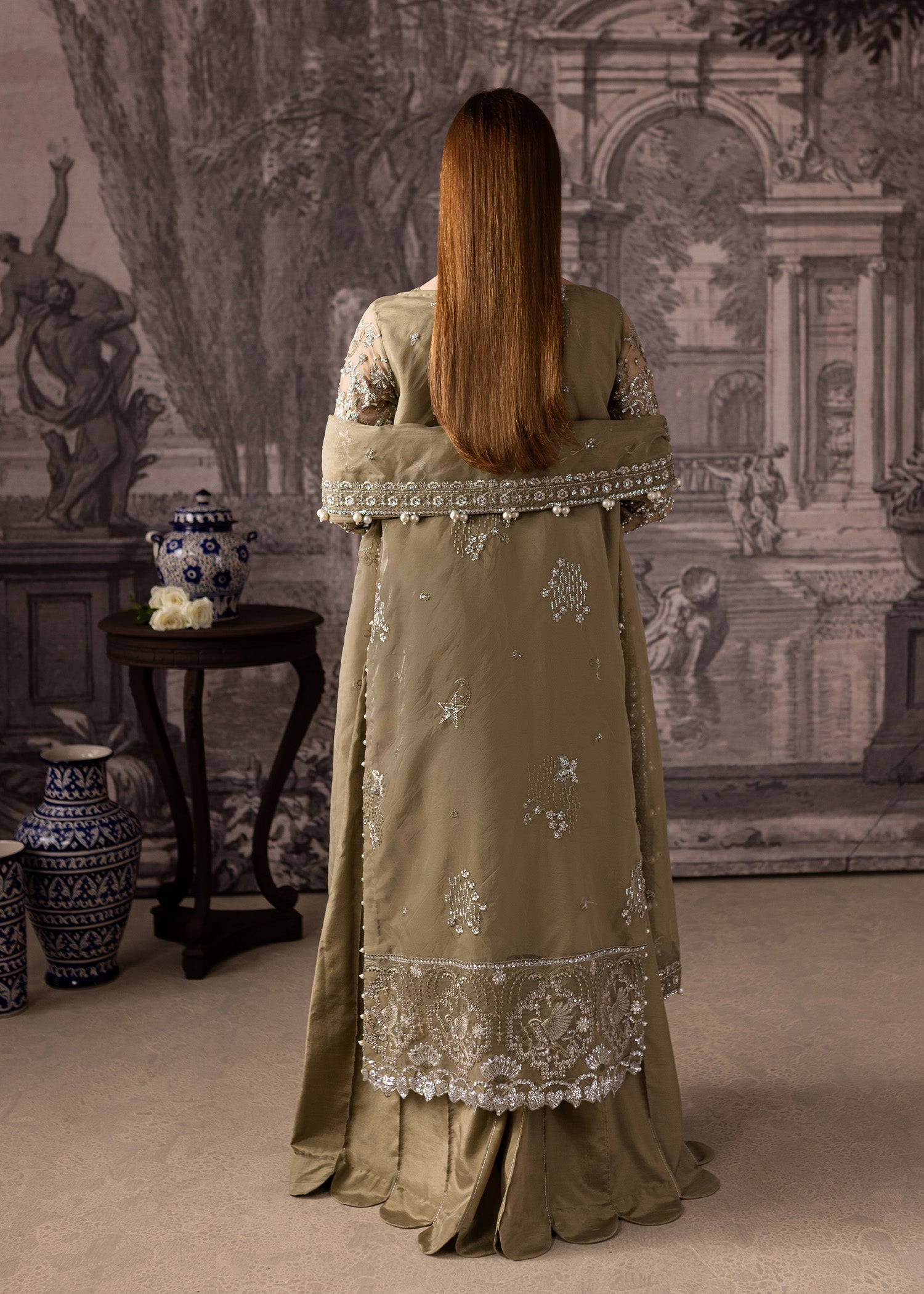 Maria Osama Khan | Mystara Wedding Festive | Oraya S Coral Gold Organza