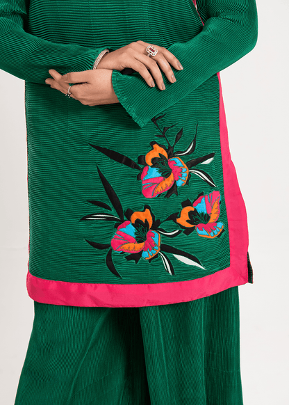 Maria Osama Khan | Claire Pleated Silk | Ivy - Pakistani Designer Dress - by Maria Osama Khan | Type: Formal - 100% Original at Saira Sultan