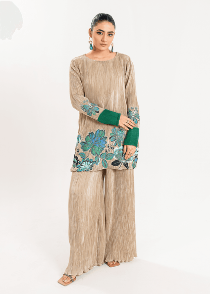 Maria Osama Khan | Claire Pleated Silk | Stardust - Pakistani Designer Dress - by Maria Osama Khan | Type: Formal - 100% Original at Saira Sultan