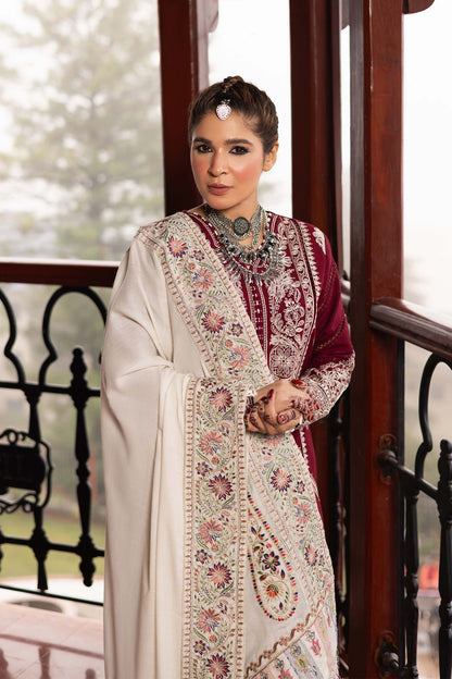 Maryam Hussain | Silk Edit | Jade S Maroon Khaddar
