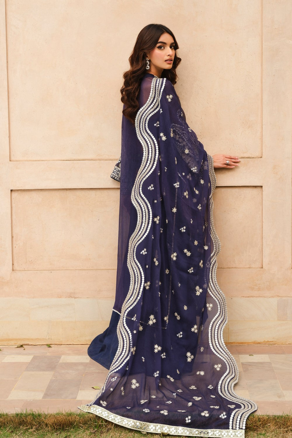 Maryum N Maria | Musk Formals | ELAYA - FS40035 S Navy Blue Chiffon