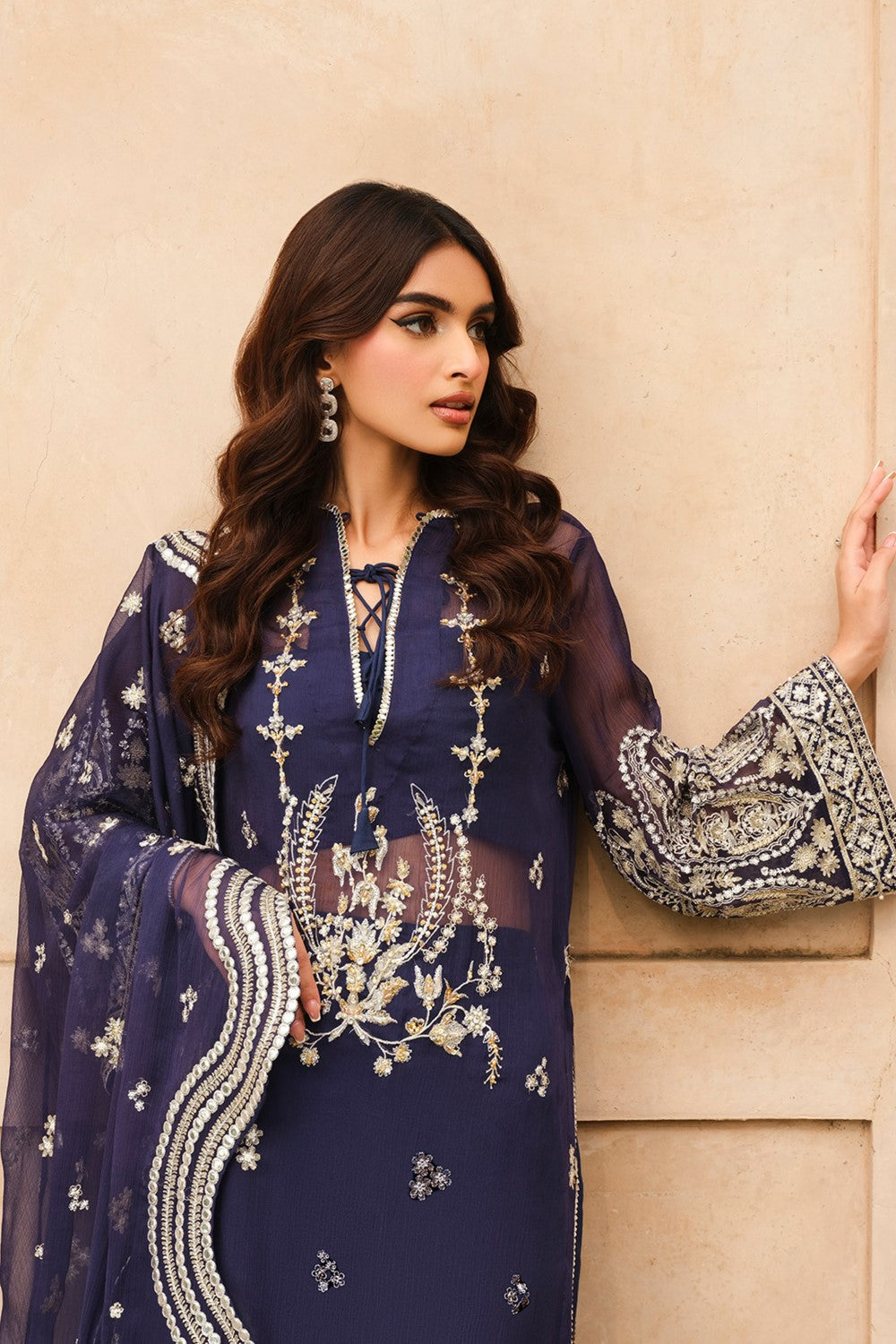 Maryum N Maria | Musk Formals | ELAYA - FS40035 M Navy Blue Chiffon
