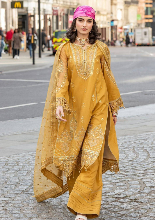 Meem | Luxury Eid Lawn 24 | MD-03 MUSTARD - Pakistani Designer Dress - by Meem | Type: Luxury - 100% Original at Saira Sultan