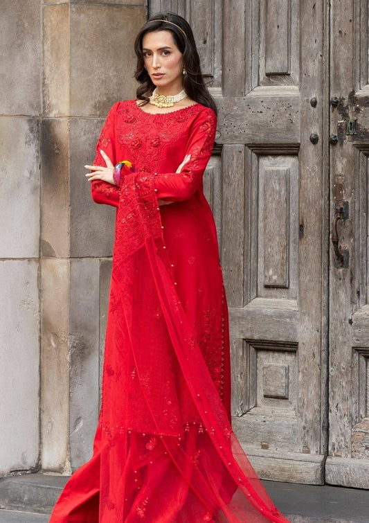 Meem | Luxury Eid Lawn 24 | MD-10 RED - Pakistani Designer Dress - by Meem | Type: Luxury - 100% Original at Saira Sultan