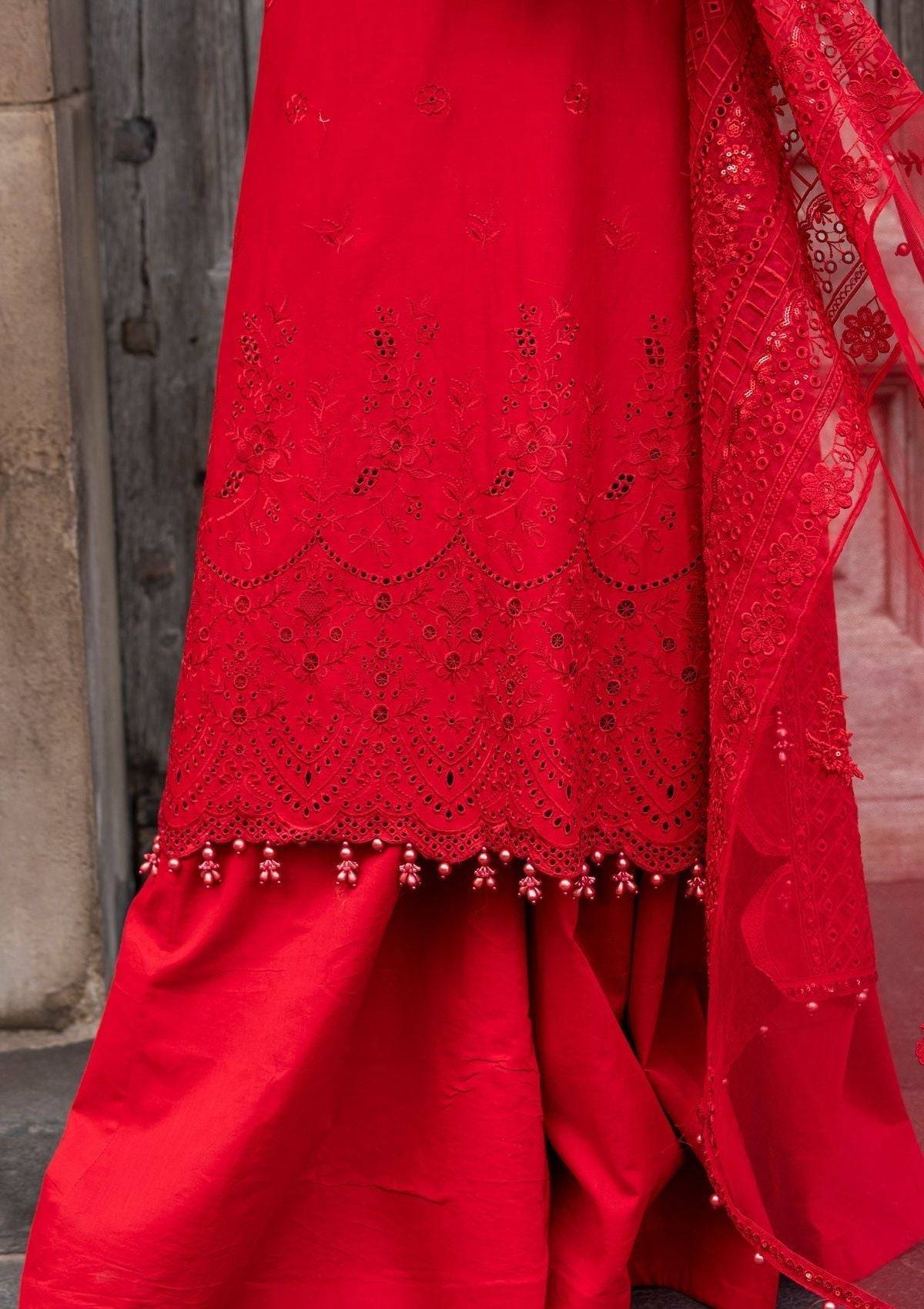 Meem | Luxury Eid Lawn 24 | MD-10 RED - Pakistani Designer Dress - by Meem | Type: Luxury - 100% Original at Saira Sultan