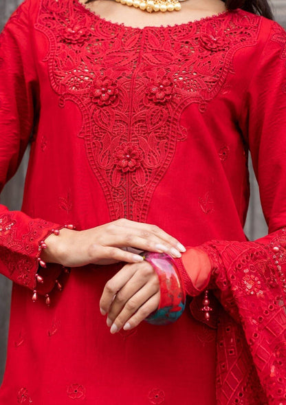 Meem | Luxury Eid Lawn 24 | MD-10 RED - Pakistani Designer Dress - by Meem | Type: Luxury - 100% Original at Saira Sultan