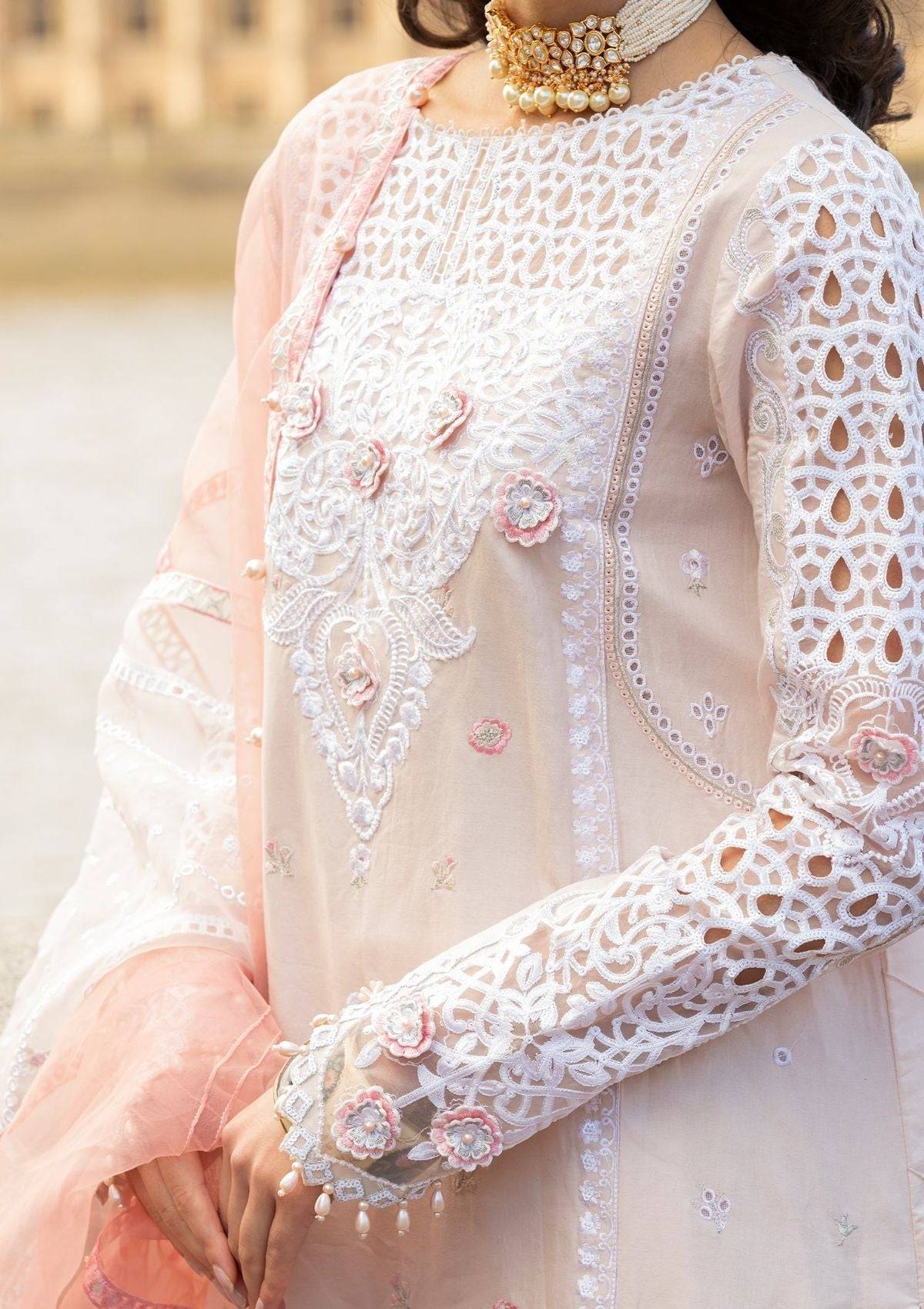 Meem | Luxury Eid Lawn 24 | MD-02 LIGHT PINK - Pakistani Designer Dress - by Meem | Type: Luxury - 100% Original at Saira Sultan