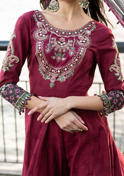 Meem | Luxury Eid Lawn 24 | MD-11 MAROON - Pakistani Designer Dress - by Meem | Type: Luxury - 100% Original at Saira Sultan