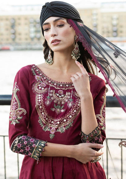 Meem | Luxury Eid Lawn 24 | MD-11 MAROON - Pakistani Designer Dress - by Meem | Type: Luxury - 100% Original at Saira Sultan