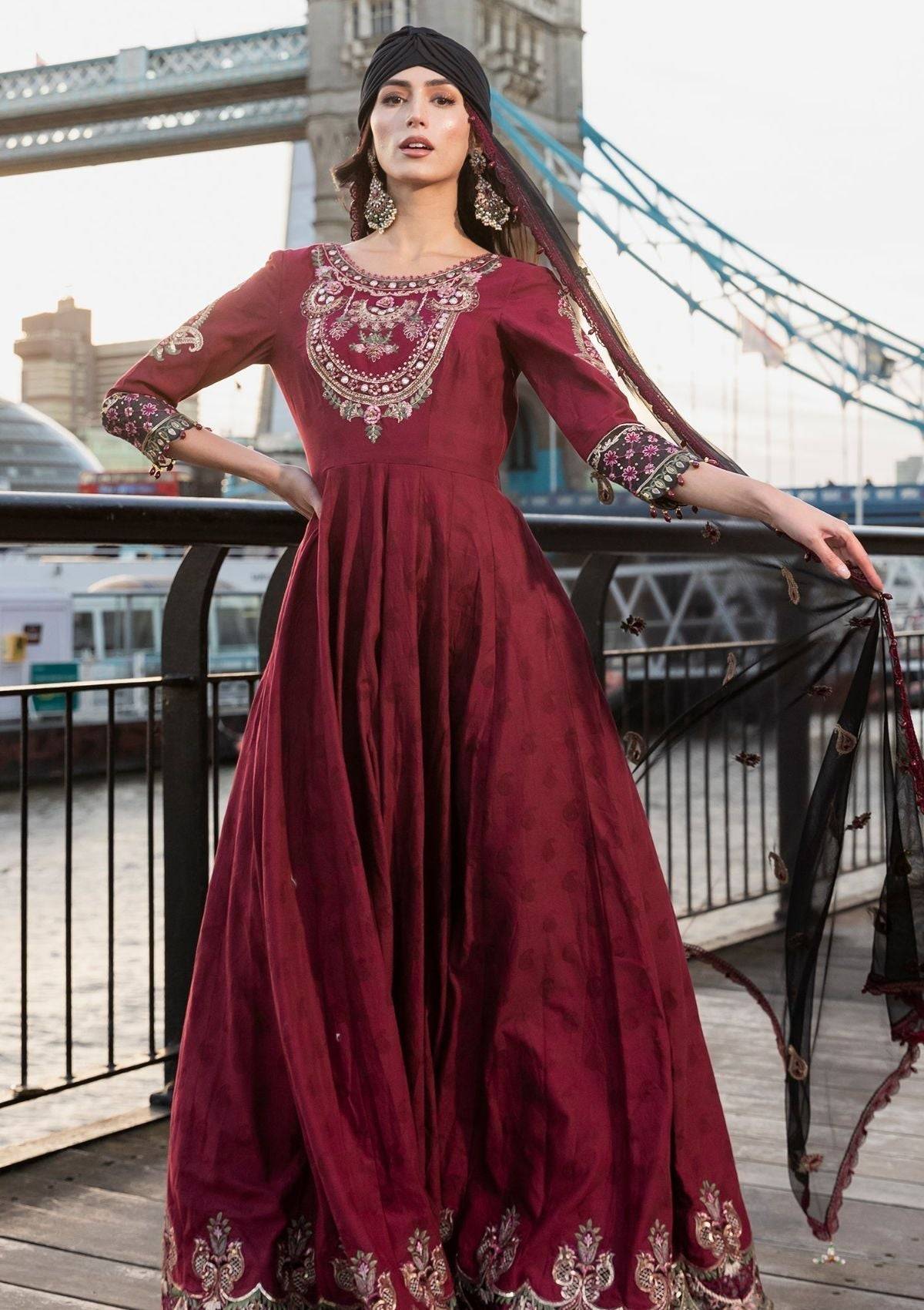 Meem | Luxury Eid Lawn 24 | MD-11 MAROON - Pakistani Designer Dress - by Meem | Type: Luxury - 100% Original at Saira Sultan