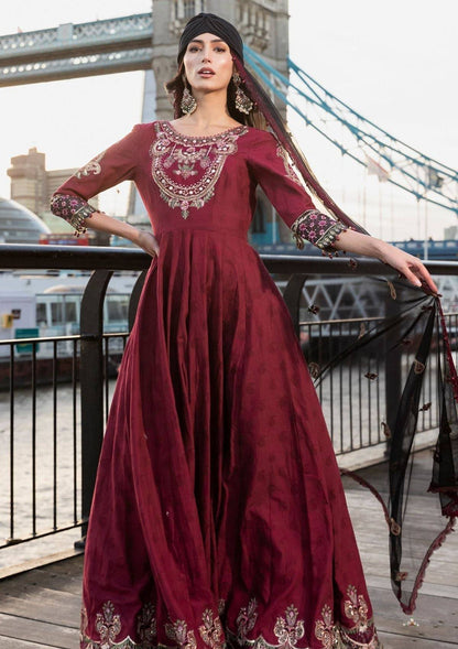 Meem | Luxury Eid Lawn 24 | MD-11 MAROON - Pakistani Designer Dress - by Meem | Type: Luxury - 100% Original at Saira Sultan
