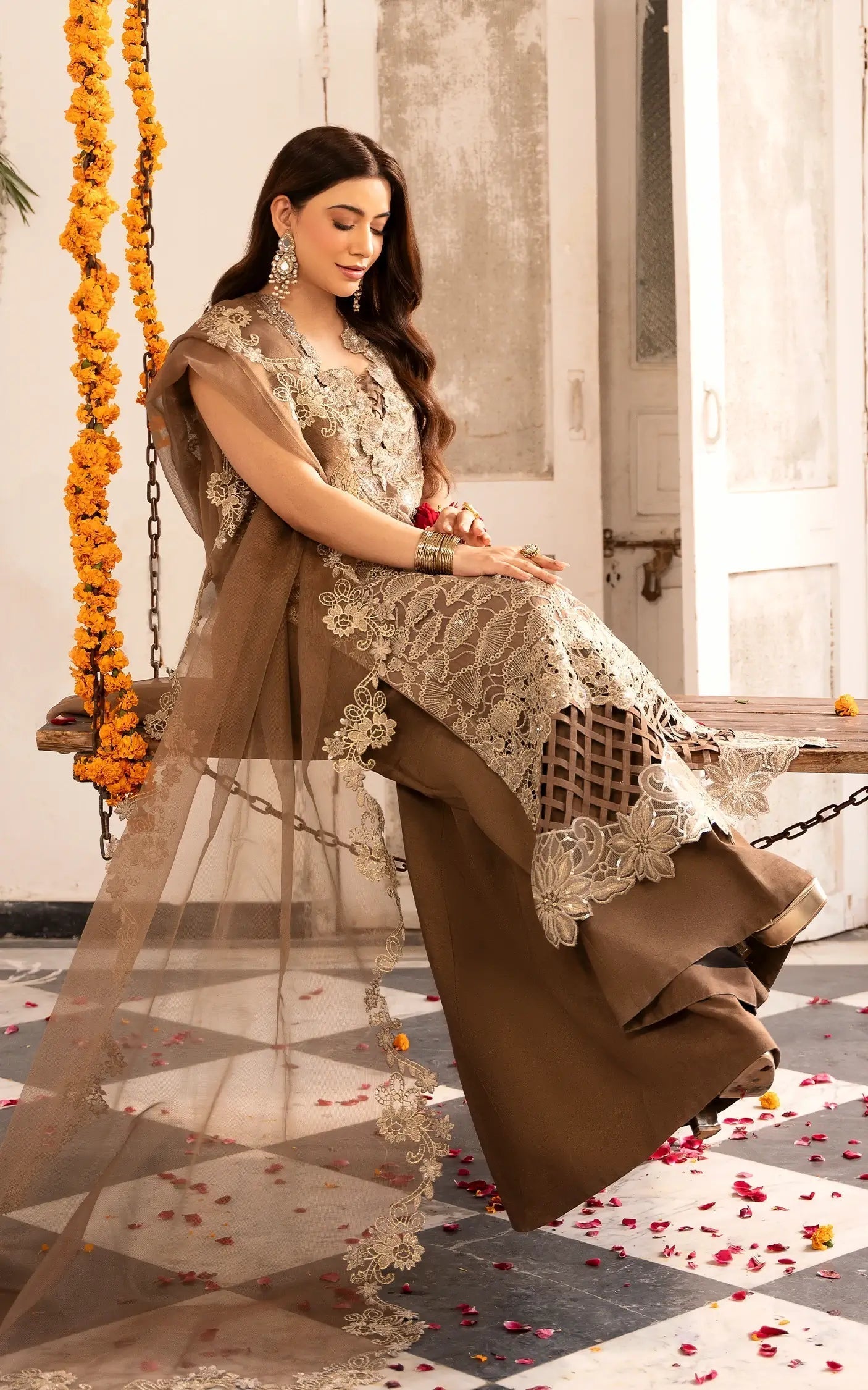 Asifa and Nabeel | Sunehri Eid 25 | Mehrunisa-(SEF25-07) L Brown Net