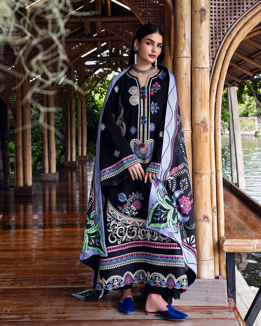 Mushq | Hemline Karandi | Midnight Rune by Mushq - Designer Dress - Type : Ladies Clothes - Available at Saira Sultan - 100% Original 