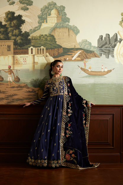 Mina Hassan | Velvet Luxe | Raniya L Navy Blue Velvet
