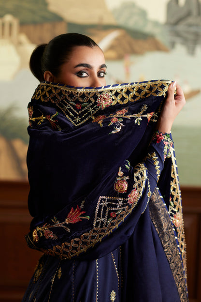 Mina Hassan | Velvet Luxe | Raniya XL Navy Blue Velvet